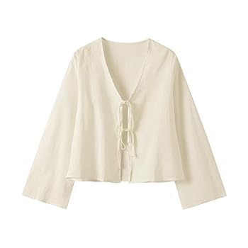 リエルリシェ　Bow tie set Fox mix Ｖ-neck tops Amazon.com: Bow Tie Front Tops for Women V Neck Linen Lace